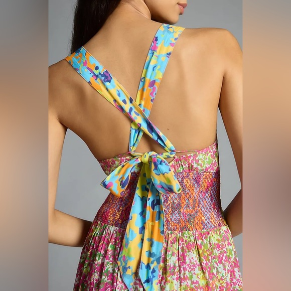 ✨ Anthropologie Cinched Tie-Back Romper Sz M - Picture 3 of 6